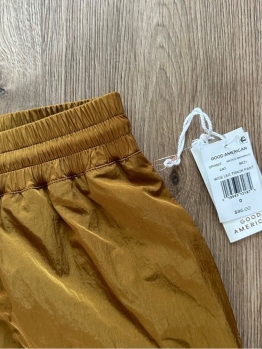 NWT Good American Wide Leg Track Pant Bronze Brown - Picture 3 of 5